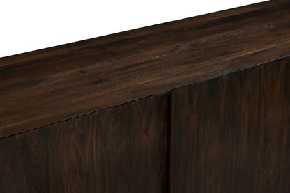 96" Dark Brown Distressed Solid Wood Sideboard With Four Doors HomeRoots