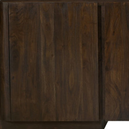 96" Dark Brown Distressed Solid Wood Sideboard With Four Doors HomeRoots
