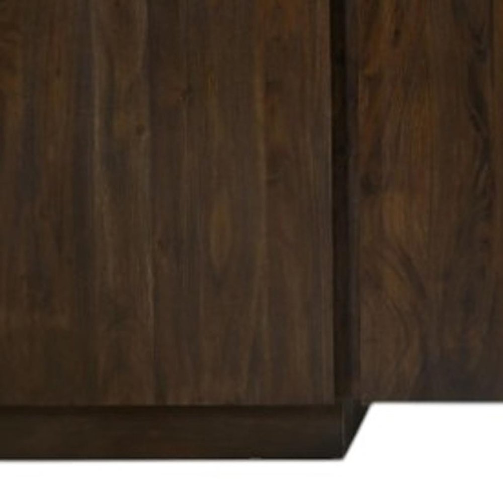 96" Dark Brown Distressed Solid Wood Sideboard With Four Doors HomeRoots