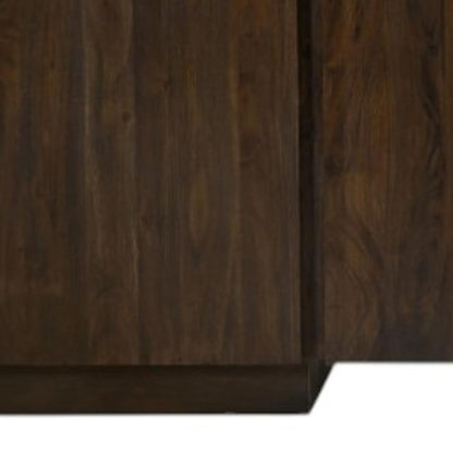 96" Dark Brown Distressed Solid Wood Sideboard With Four Doors HomeRoots