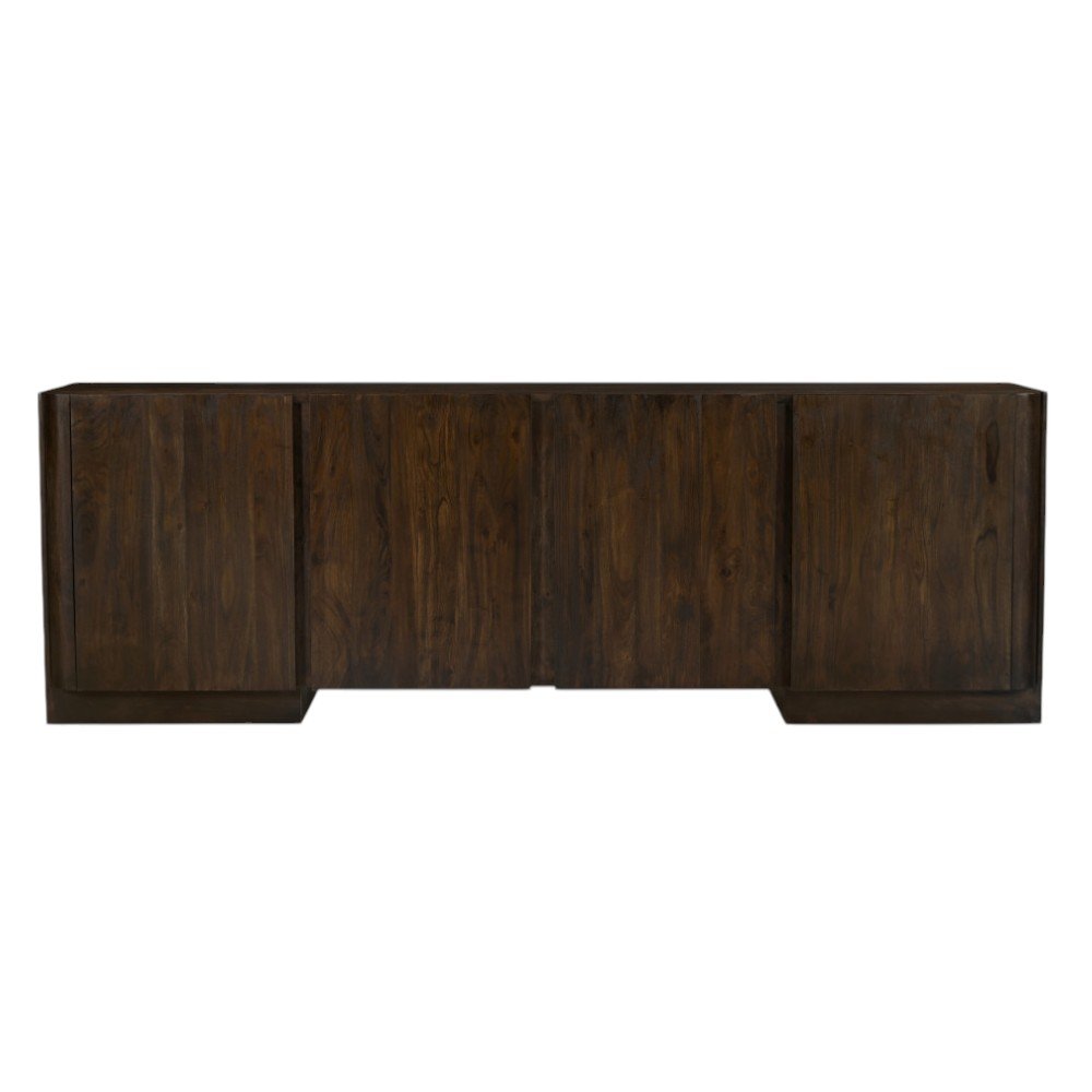 96" Dark Brown Distressed Solid Wood Sideboard With Four Doors HomeRoots