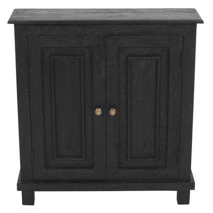 34" Black Distressed Solid Wood Sideboard with Two Doors HomeRoots