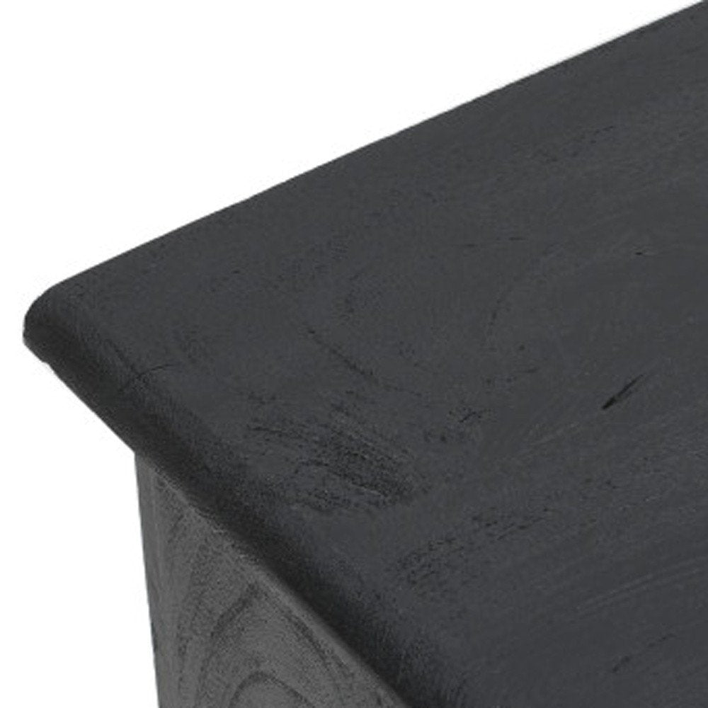 34" Black Distressed Solid Wood Sideboard with Two Doors HomeRoots