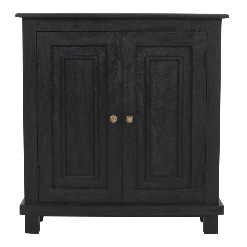34" Black Distressed Solid Wood Sideboard with Two Doors HomeRoots