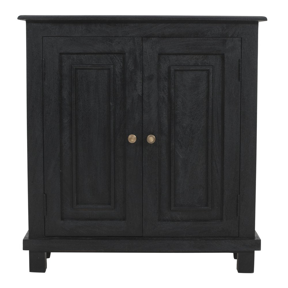 34" Black Distressed Solid Wood Sideboard with Two Doors HomeRoots