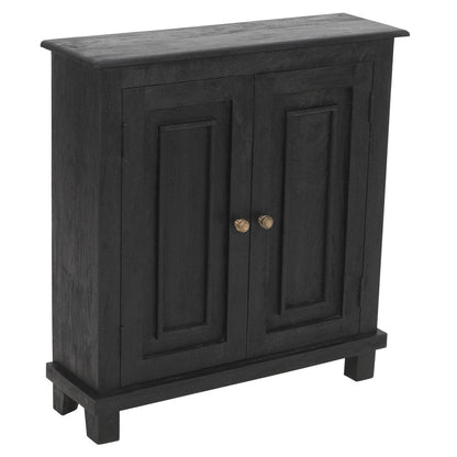 34" Black Distressed Solid Wood Sideboard with Two Doors HomeRoots