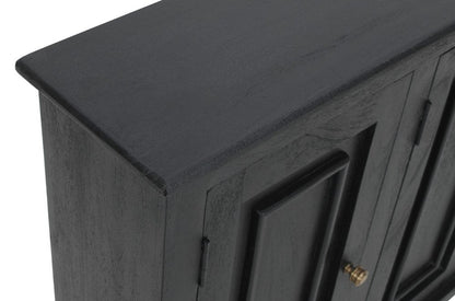 51" Black Distressed Solid Wood Sideboard with Three Doors HomeRoots