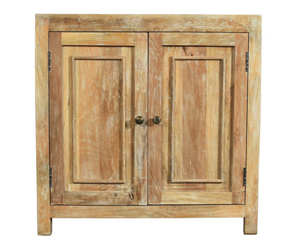 36" Natural Distressed Solid Wood Sideboard with Two Doors HomeRoots