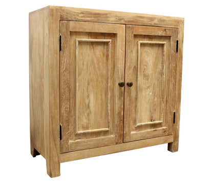 36" Natural Distressed Solid Wood Sideboard with Two Doors HomeRoots