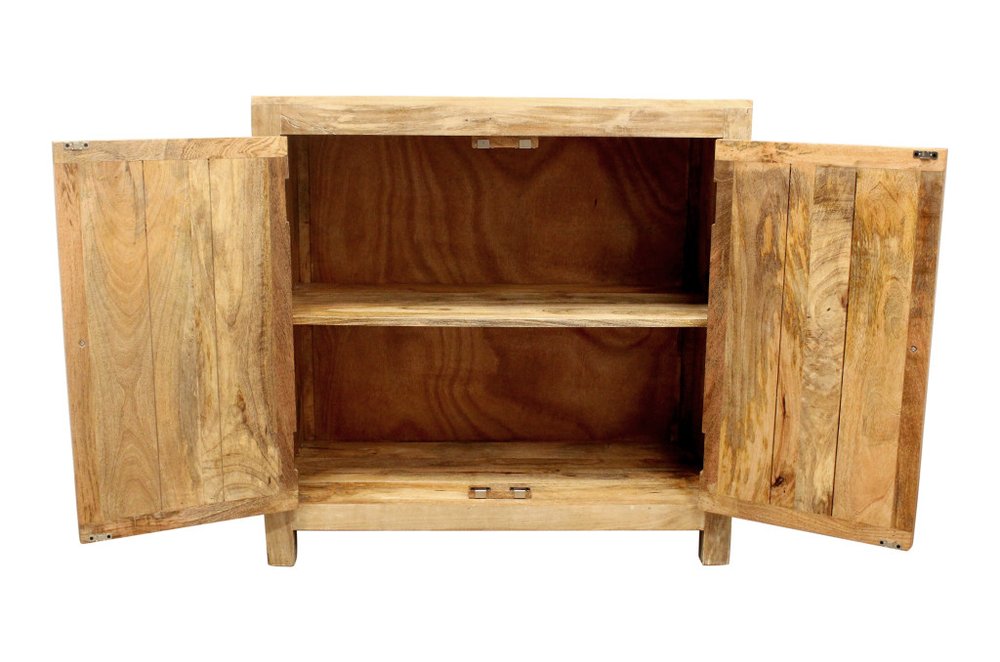36" Natural Distressed Solid Wood Sideboard with Two Doors HomeRoots