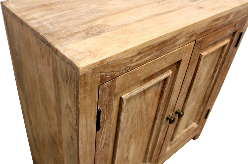 36" Natural Distressed Solid Wood Sideboard with Two Doors HomeRoots