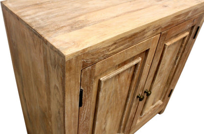 36" Natural Distressed Solid Wood Sideboard with Two Doors HomeRoots