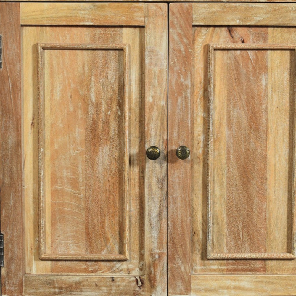 36" Natural Distressed Solid Wood Sideboard with Two Doors HomeRoots