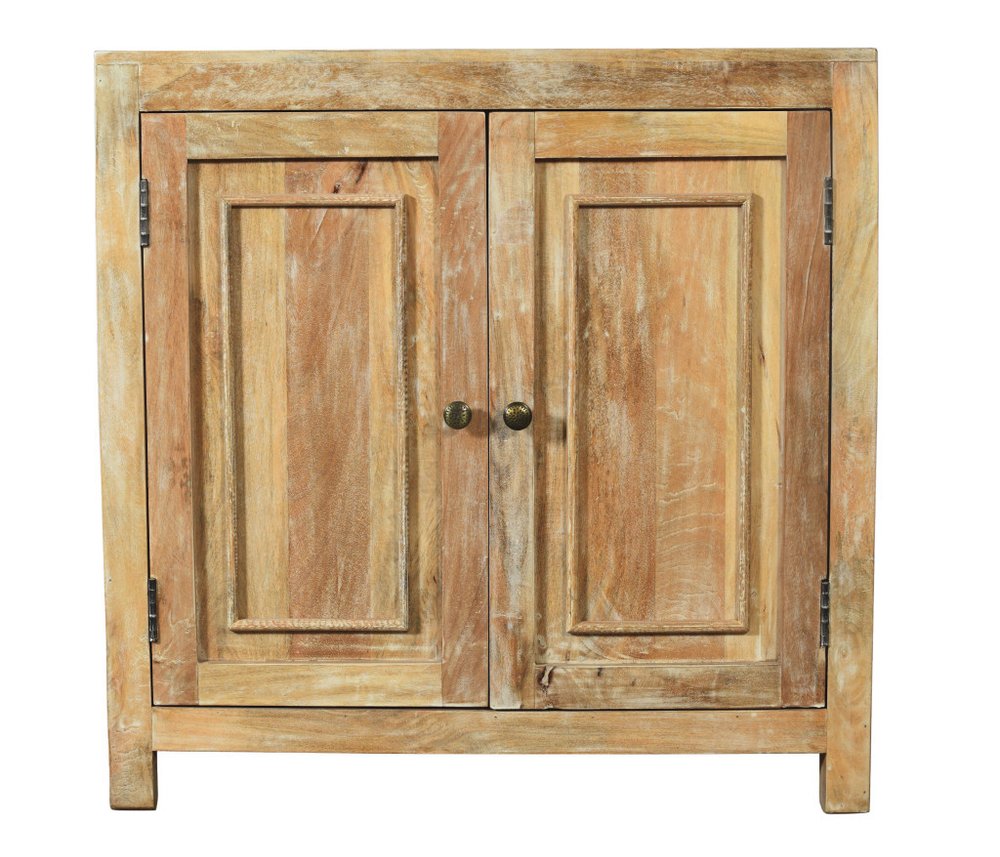 36" Natural Distressed Solid Wood Sideboard with Two Doors HomeRoots