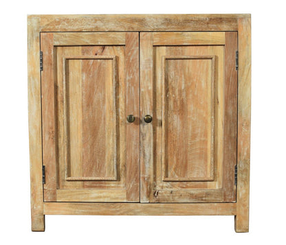 36" Natural Distressed Solid Wood Sideboard with Two Doors HomeRoots