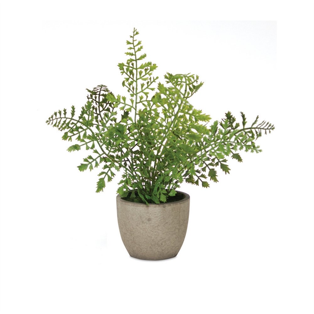 Set of Three 10" Green Artificial Fern Plant in a Gray Pot HomeRoots