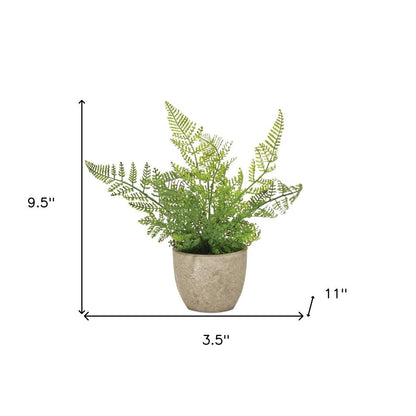 Set of Three 10" Green Artificial Fern Plant in a Gray Pot HomeRoots