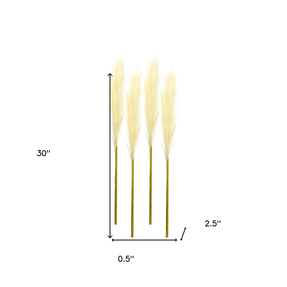 Set of Four 30" Beige Artificial Pampas Tree