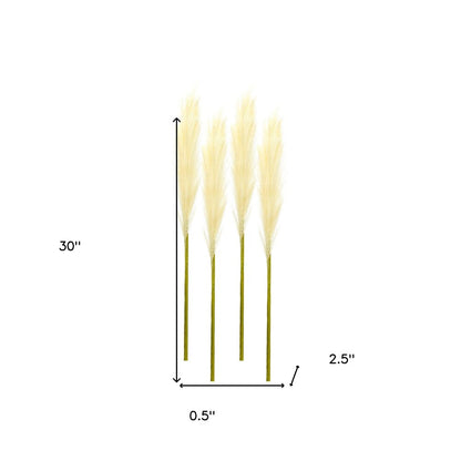 Set of Four 30" Beige Artificial Pampas Tree