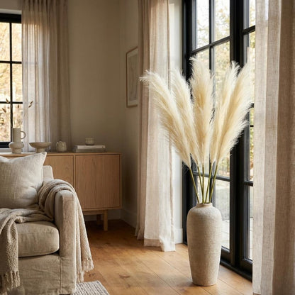 Set of Four 30" Beige Artificial Pampas Tree
