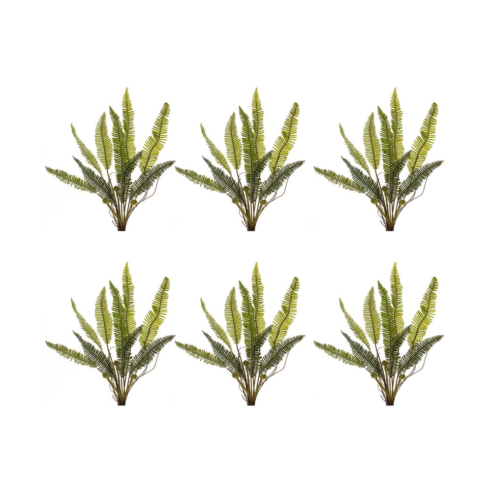 Set of Six 18" Green Artificial Fern Tree