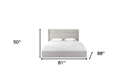 Gray Tufted Linen Blend Upholstered King Bed Frame HomeRoots