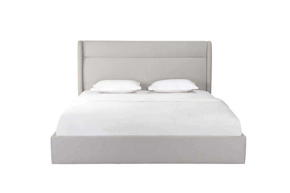 Gray Tufted Linen Blend Upholstered King Bed Frame HomeRoots
