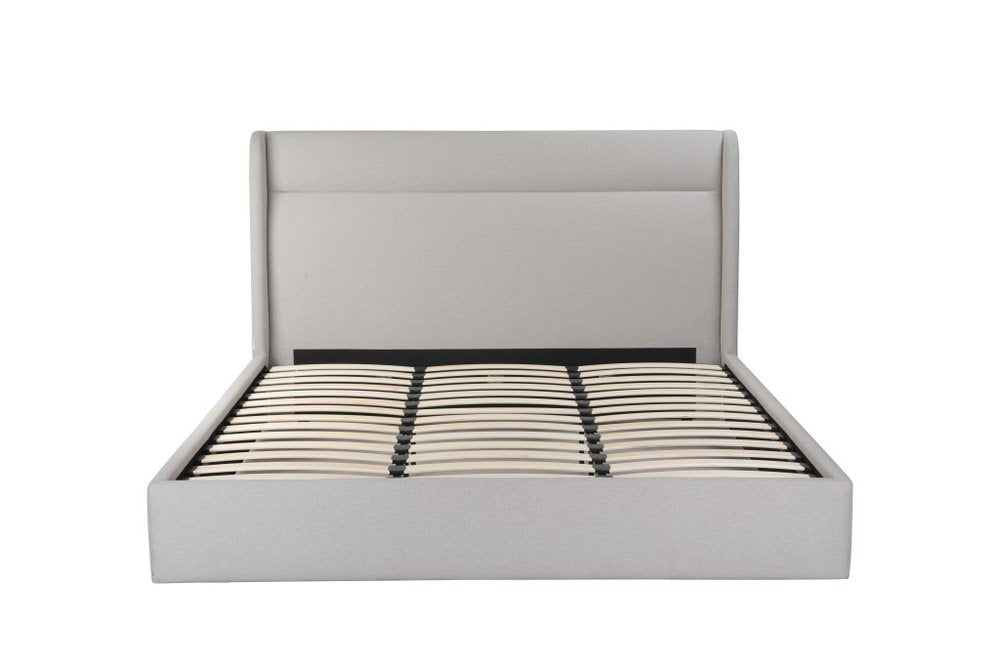 Gray Tufted Linen Blend Upholstered King Bed Frame HomeRoots