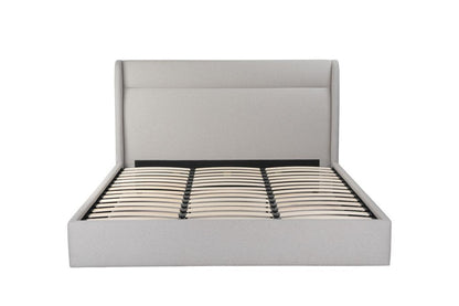 Gray Tufted Linen Blend Upholstered King Bed Frame HomeRoots