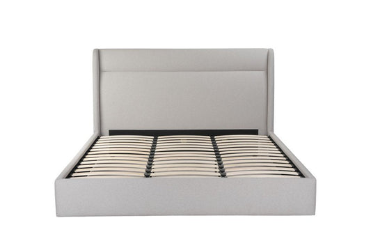 Gray Tufted Linen Blend Upholstered King Bed Frame HomeRoots