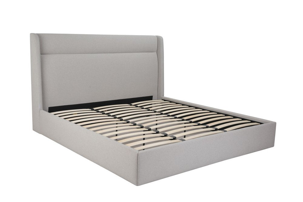 Gray Tufted Linen Blend Upholstered King Bed Frame HomeRoots