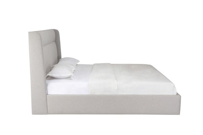 Gray Tufted Linen Blend Upholstered King Bed Frame HomeRoots