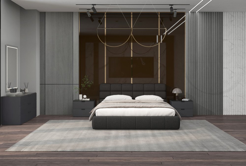 Dark Gray Tufted Linen Blend Upholstered King Bed Frame HomeRoots