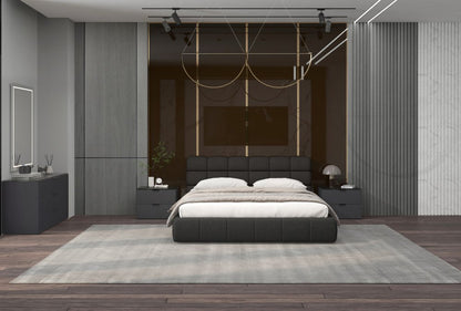Dark Gray Tufted Linen Blend Upholstered King Bed Frame HomeRoots