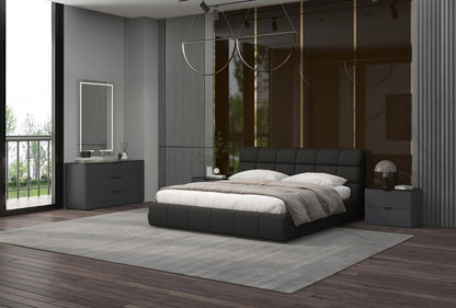 Dark Gray Tufted Linen Blend Upholstered King Bed Frame HomeRoots