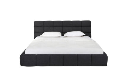 Dark Gray Tufted Linen Blend Upholstered King Bed Frame HomeRoots