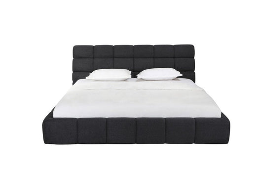 Dark Gray Tufted Linen Blend Upholstered King Bed Frame HomeRoots