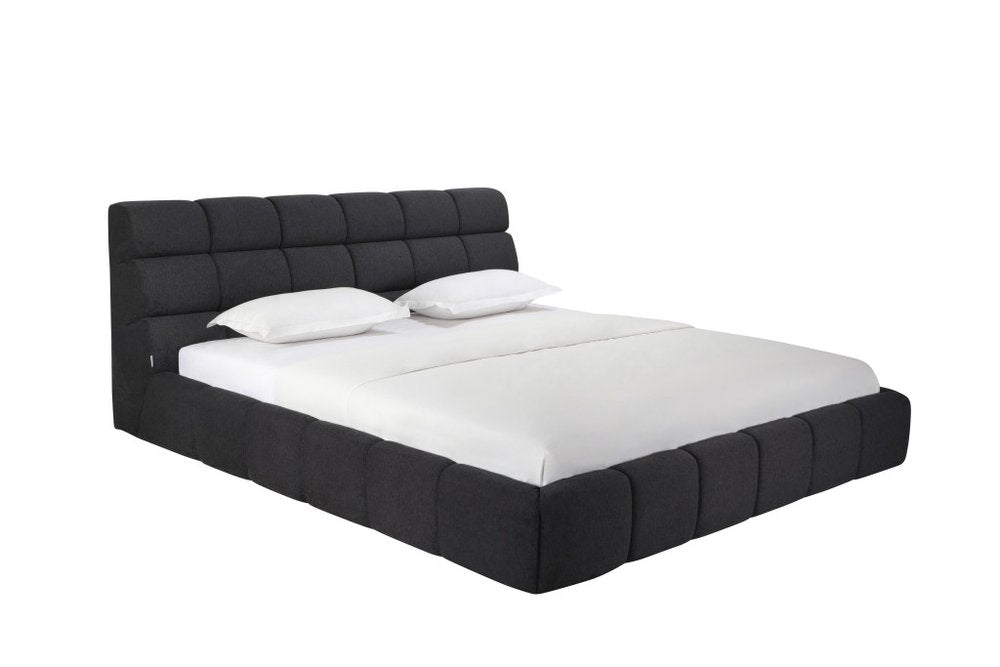 Dark Gray Tufted Linen Blend Upholstered King Bed Frame HomeRoots