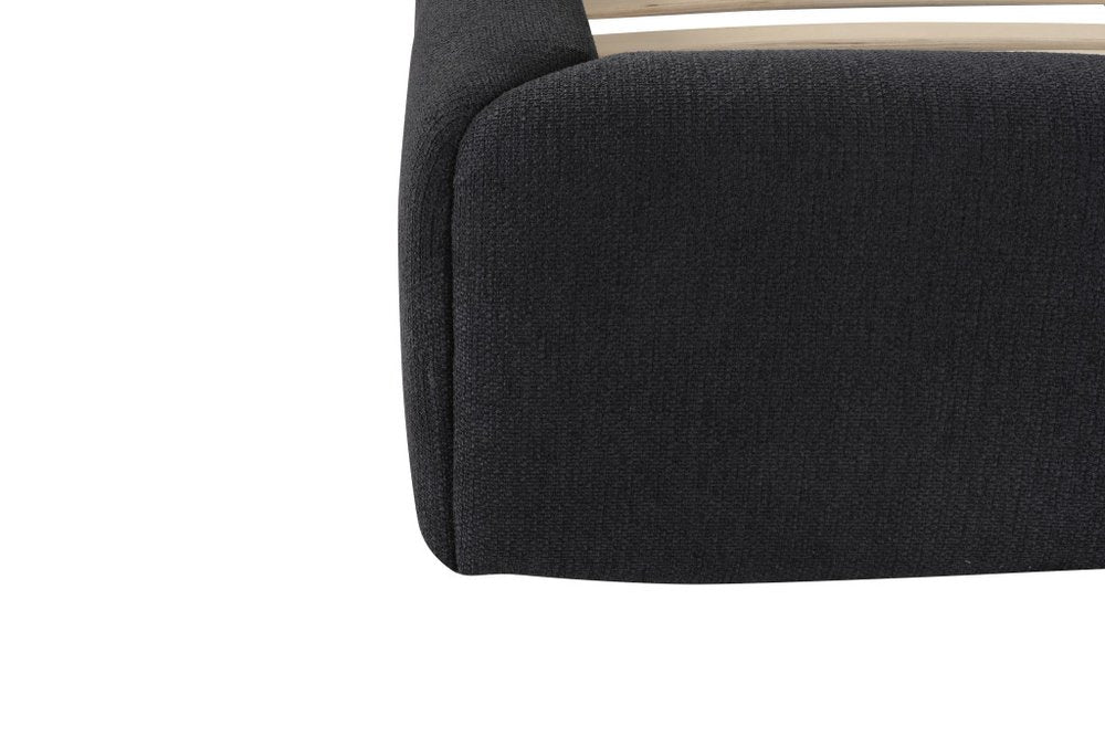 Dark Gray Tufted Linen Blend Upholstered King Bed Frame HomeRoots