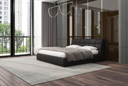 Dark Gray Tufted Linen Blend Upholstered King Bed Frame HomeRoots