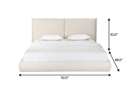 Beige Boucle Upholstered King Bed Frame