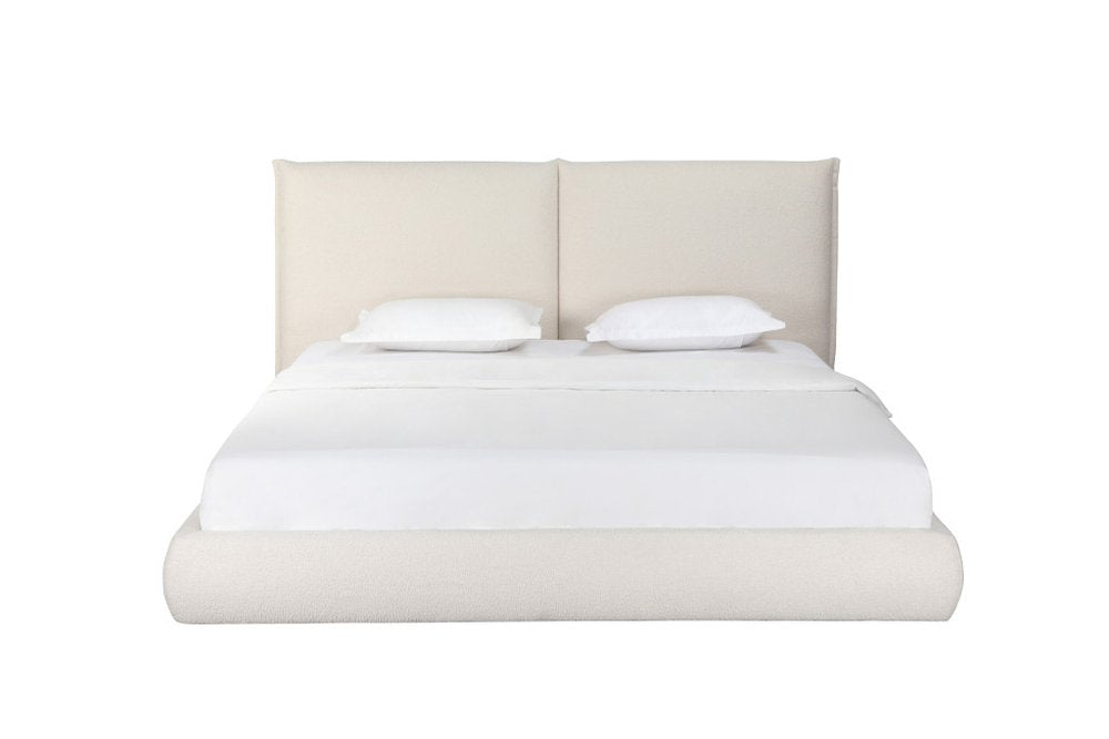 Beige Boucle Upholstered King Bed Frame — view 1
