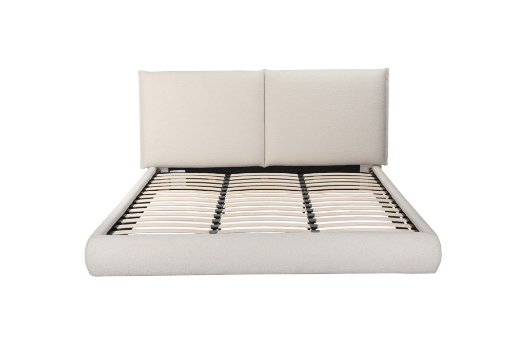 Beige Boucle Upholstered King Bed Frame — view 2