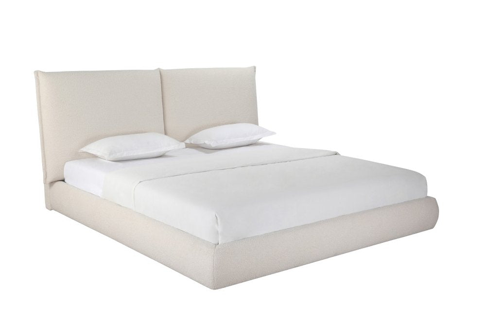 Beige Boucle Upholstered King Bed Frame HomeRoots