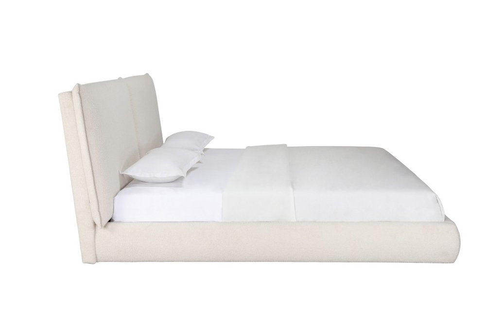 Beige Boucle Upholstered King Bed Frame — view 4