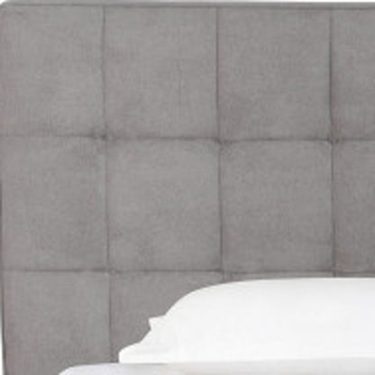 Gray Tufted Linen Blend Upholstered King Bed Frame HomeRoots