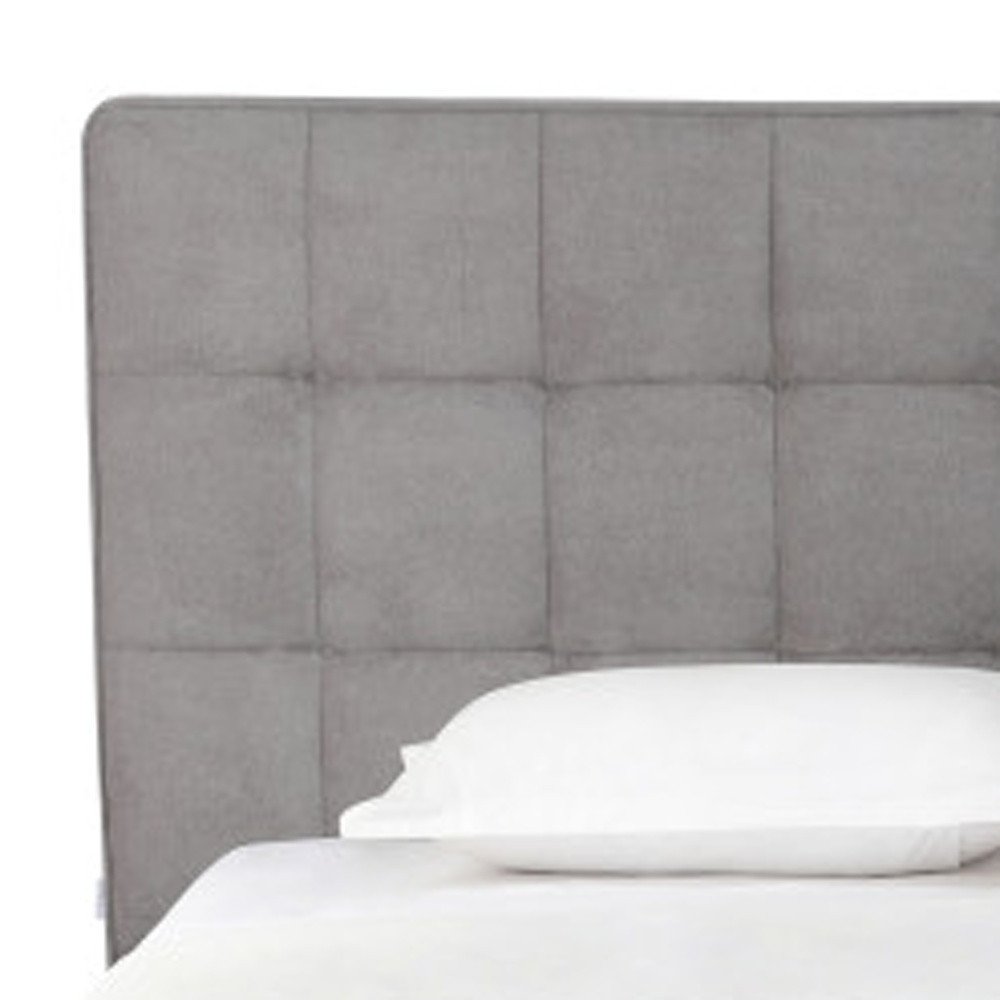 Gray Tufted Linen Blend Upholstered King Bed Frame HomeRoots