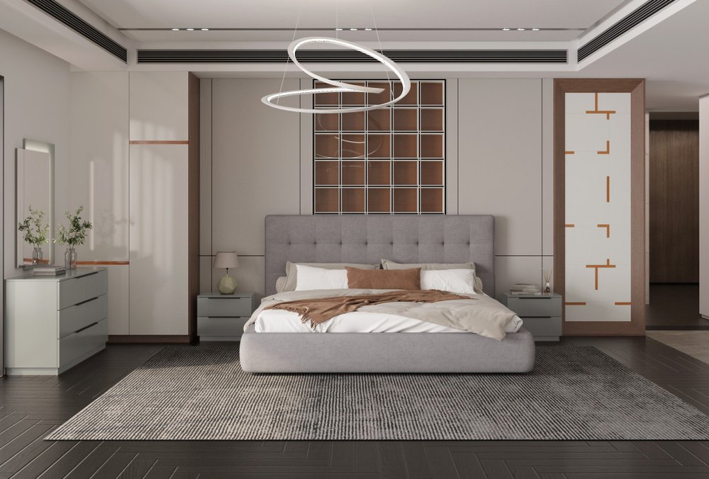 Gray Tufted Linen Blend Upholstered King Bed Frame HomeRoots