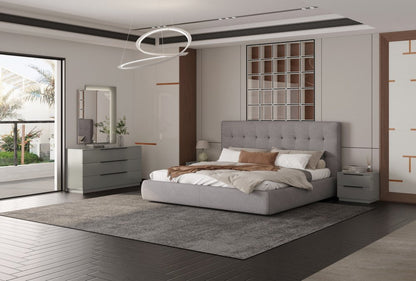 Gray Tufted Linen Blend Upholstered King Bed Frame HomeRoots