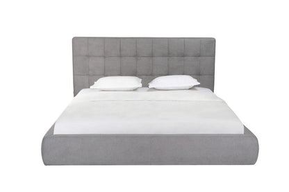 Gray Tufted Linen Blend Upholstered King Bed Frame HomeRoots